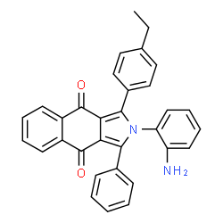 ChemSpider 2D Image | 2-(2-Aminophenyl)-1-(4-ethylphenyl)-3-phenyl-2H-benzo[f]isoindole-4,9-dione | C32H24N2O2
