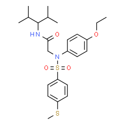 ChemSpider 2D Image | N-(2,4-Dimethyl-3-pentanyl)-N~2~-(4-ethoxyphenyl)-N~2~-{[4-(methylsulfanyl)phenyl]sulfonyl}glycinamide | C24H34N2O4S2