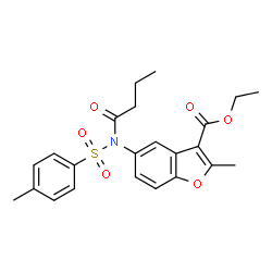 ChemSpider 2D Image | Ethyl 5-{butyryl[(4-methylphenyl)sulfonyl]amino}-2-methyl-1-benzofuran-3-carboxylate | C23H25NO6S