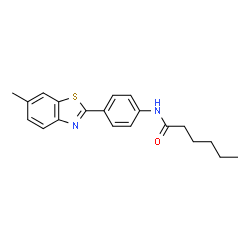 ChemSpider 2D Image | N-[4-(6-Methyl-1,3-benzothiazol-2-yl)phenyl]hexanamide | C20H22N2OS
