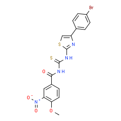 ChemSpider 2D Image | N-{[4-(4-Bromophenyl)-1,3-thiazol-2-yl]carbamothioyl}-4-methoxy-3-nitrobenzamide | C18H13BrN4O4S2