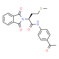 ChemSpider 2D Image | (2S)-N-(4-Acetylphenyl)-2-(1,3-dioxo-1,3-dihydro-2H-isoindol-2-yl)-4-(methylsulfanyl)butanamide | C21H20N2O4S