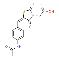 ChemSpider 2D Image | [(5E)-5-(4-Acetamidobenzylidene)-4-oxo-2-thioxo-1,3-thiazolidin-3-yl]acetic acid | C14H12N2O4S2