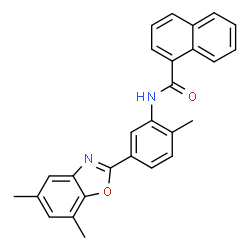 ChemSpider 2D Image | N-[5-(5,7-Dimethyl-1,3-benzoxazol-2-yl)-2-methylphenyl]-1-naphthamide | C27H22N2O2