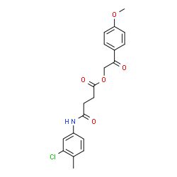 ChemSpider 2D Image | 2-(4-METHOXYPHENYL)-2-OXOETHYL 3-[(3-CHLORO-4-METHYLPHENYL)CARBAMOYL]PROPANOATE | C20H20ClNO5