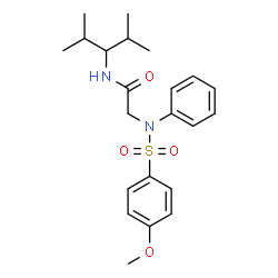 ChemSpider 2D Image | N-(2,4-Dimethyl-3-pentanyl)-N~2~-[(4-methoxyphenyl)sulfonyl]-N~2~-phenylglycinamide | C22H30N2O4S