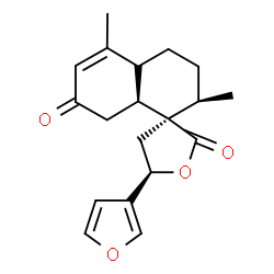 ChemSpider 2D Image | (2'R,3R,5R,8a'S)-5-(3-Furyl)-2',5'-dimethyl-4,4',4a',5,8',8a'-hexahydro-2'H-spiro[furan-3,1'-naphthalene]-2,7'(3'H)-dione | C19H22O4