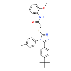 ChemSpider 2D Image | N-(2-Methoxyphenyl)-2-({4-(4-methylphenyl)-5-[4-(2-methyl-2-propanyl)phenyl]-4H-1,2,4-triazol-3-yl}sulfanyl)acetamide | C28H30N4O2S