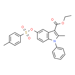 ChemSpider 2D Image | Ethyl 2-methyl-5-{[(4-methylphenyl)sulfonyl]oxy}-1-phenyl-1H-indole-3-carboxylate | C25H23NO5S