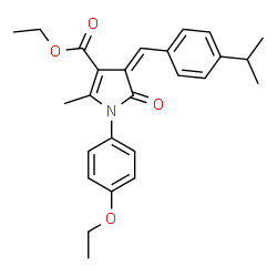ChemSpider 2D Image | Ethyl (4Z)-1-(4-ethoxyphenyl)-4-(4-isopropylbenzylidene)-2-methyl-5-oxo-4,5-dihydro-1H-pyrrole-3-carboxylate | C26H29NO4