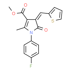 ChemSpider 2D Image | Methyl (4Z)-1-(4-fluorophenyl)-2-methyl-5-oxo-4-(2-thienylmethylene)-4,5-dihydro-1H-pyrrole-3-carboxylate | C18H14FNO3S
