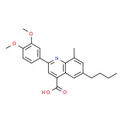 ChemSpider 2D Image | 6-Butyl-2-(3,4-dimethoxyphenyl)-8-methyl-4-quinolinecarboxylic acid | C23H25NO4