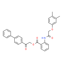 ChemSpider 2D Image | 2-(4-Biphenylyl)-2-oxoethyl 2-{[(3,4-dimethylphenoxy)acetyl]amino}benzoate | C31H27NO5