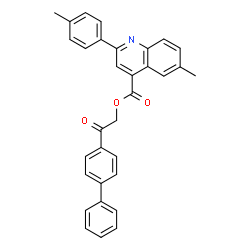 ChemSpider 2D Image | 2-(4-Biphenylyl)-2-oxoethyl 6-methyl-2-(4-methylphenyl)-4-quinolinecarboxylate | C32H25NO3