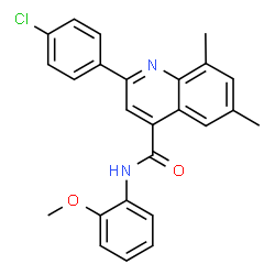 ChemSpider 2D Image | 2-(4-Chlorophenyl)-N-(2-methoxyphenyl)-6,8-dimethyl-4-quinolinecarboxamide | C25H21ClN2O2