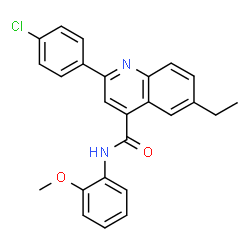 ChemSpider 2D Image | 2-(4-Chlorophenyl)-6-ethyl-N-(2-methoxyphenyl)-4-quinolinecarboxamide | C25H21ClN2O2