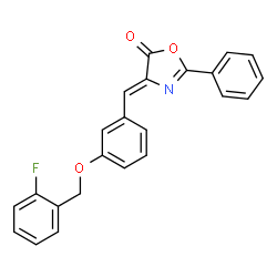 ChemSpider 2D Image | (4Z)-4-{3-[(2-Fluorobenzyl)oxy]benzylidene}-2-phenyl-1,3-oxazol-5(4H)-one | C23H16FNO3