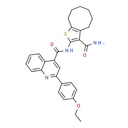 ChemSpider 2D Image | N-(3-Carbamoyl-4,5,6,7,8,9-hexahydrocycloocta[b]thiophen-2-yl)-2-(4-ethoxyphenyl)-4-quinolinecarboxamide | C29H29N3O3S