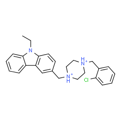 ChemSpider 2D Image | 1-(2-Chlorobenzyl)-4-[(9-ethyl-9H-carbazol-3-yl)methyl]piperazinediium | C26H30ClN3