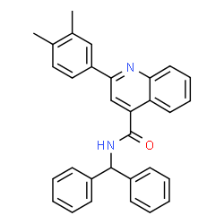 ChemSpider 2D Image | 2-(3,4-Dimethylphenyl)-N-(diphenylmethyl)-4-quinolinecarboxamide | C31H26N2O