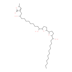 ChemSpider 2D Image | 3-{2,11-Dihydroxy-11-[5'-(1-hydroxytridecyl)octahydro-2,2'-bifuran-5-yl]undecyl}-5-methyl-2(5H)-furanone | C37H66O7