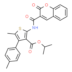 ChemSpider 2D Image | Isopropyl 5-methyl-4-(4-methylphenyl)-2-{[(2-oxo-2H-chromen-3-yl)carbonyl]amino}-3-thiophenecarboxylate | C26H23NO5S