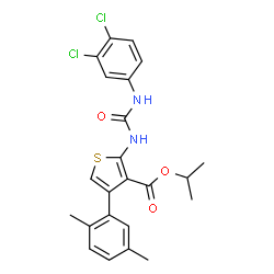 ChemSpider 2D Image | Isopropyl 2-{[(3,4-dichlorophenyl)carbamoyl]amino}-4-(2,5-dimethylphenyl)-3-thiophenecarboxylate | C23H22Cl2N2O3S