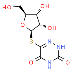 ChemSpider 2D Image | 3,5-Dioxo-2,3,4,5-tetrahydro-1,2,4-triazin-6-yl 1-thio-beta-L-ribofuranoside | C8H11N3O6S