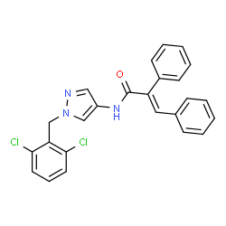 ChemSpider 2D Image | (2E)-N-[1-(2,6-Dichlorobenzyl)-1H-pyrazol-4-yl]-2,3-diphenylacrylamide | C25H19Cl2N3O