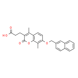 ChemSpider 2D Image | 3-[4,8-Dimethyl-7-(2-naphthylmethoxy)-2-oxo-2H-chromen-3-yl]propanoic acid | C25H22O5