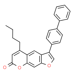 ChemSpider 2D Image | 3-(4-Biphenylyl)-5-butyl-7H-furo[3,2-g]chromen-7-one | C27H22O3