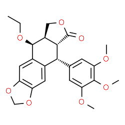 ChemSpider 2D Image | (5R,5aR,8aR,9S)-9-Ethoxy-5-(3,4,5-trimethoxyphenyl)-5,8,8a,9-tetrahydrofuro[3',4':6,7]naphtho[2,3-d][1,3]dioxol-6(5aH)-one | C24H26O8