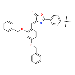 ChemSpider 2D Image | (4Z)-4-[2,4-Bis(benzyloxy)benzylidene]-2-[4-(2-methyl-2-propanyl)phenyl]-1,3-oxazol-5(4H)-one | C34H31NO4
