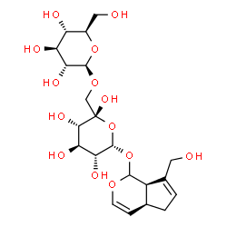 ChemSpider 2D Image | (2S,3S,4R,5R,6S)-6-{[(4aS,7aR)-7-(Hydroxymethyl)-1,4a,5,7a-tetrahydrocyclopenta[c]pyran-1-yl]oxy}-2-({[(2R,3R,4S,5S,6R)-3,4,5-trihydroxy-6-(hydroxymethyl)tetrahydro-2H-pyran-2-yl]oxy}methyl)tetrahydro
-2H-pyran-2,3,4,5-tetrol | C21H32O14