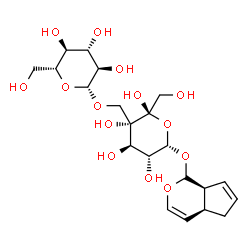 ChemSpider 2D Image | (2S,3S,4R,5R,6S)-2-(Hydroxymethyl)-6-[(4aS,7aS)-1,4a,5,7a-tetrahydrocyclopenta[c]pyran-1-yloxy]-3-({[(2R,3R,4S,5S,6R)-3,4,5-trihydroxy-6-(hydroxymethyl)tetrahydro-2H-pyran-2-yl]oxy}methyl)tetrahydro-2
H-pyran-2,3,4,5-tetrol | C21H32O14