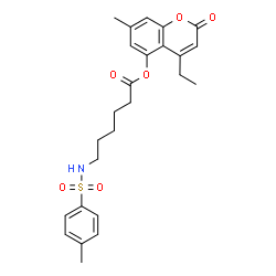 ChemSpider 2D Image | 4-Ethyl-7-methyl-2-oxo-2H-chromen-5-yl 6-{[(4-methylphenyl)sulfonyl]amino}hexanoate | C25H29NO6S