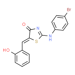 ChemSpider 2D Image | (5Z)-2-[(4-Bromophenyl)amino]-5-(2-hydroxybenzylidene)-1,3-thiazol-4(5H)-one | C16H11BrN2O2S