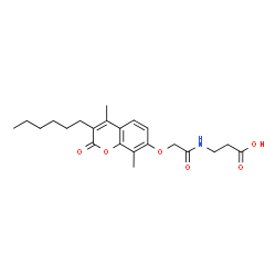 ChemSpider 2D Image | N-{[(3-Hexyl-4,8-dimethyl-2-oxo-2H-chromen-7-yl)oxy]acetyl}-beta-alanine | C22H29NO6