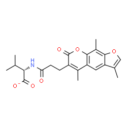 ChemSpider 2D Image | (2S)-3-Methyl-2-{[3-(3,5,9-trimethyl-7-oxo-7H-furo[3,2-g]chromen-6-yl)propanoyl]amino}butanoate | C22H24NO6