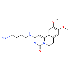 ChemSpider 2D Image | 4-[(9,10-Dimethoxy-4-oxo-6,7-dihydro-4H-pyrimido[6,1-a]isoquinolin-2-yl)amino]-1-butanaminium | C18H25N4O3
