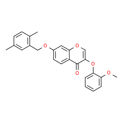 ChemSpider 2D Image | 7-[(2,5-Dimethylbenzyl)oxy]-3-(2-methoxyphenoxy)-4H-chromen-4-one | C25H22O5