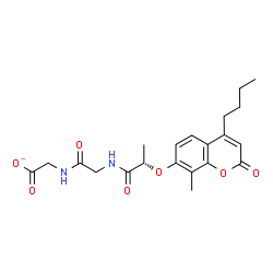 ChemSpider 2D Image | [(N-{(2S)-2-[(4-Butyl-8-methyl-2-oxo-2H-chromen-7-yl)oxy]propanoyl}glycyl)amino]acetate | C21H25N2O7