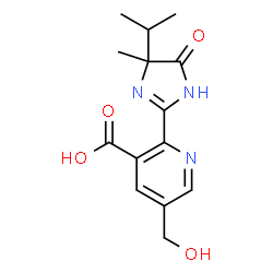 ChemSpider 2D Image | 5-(Hydroxymethyl)-2-(4-isopropyl-4-methyl-5-oxo-4,5-dihydro-1H-imidazol-2-yl)nicotinic acid | C14H17N3O4
