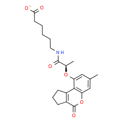 ChemSpider 2D Image | 6-({(2R)-2-[(7-Methyl-4-oxo-1,2,3,4-tetrahydrocyclopenta[c]chromen-9-yl)oxy]propanoyl}amino)hexanoate | C22H26NO6