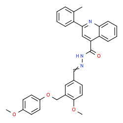 ChemSpider 2D Image | N'-{4-Methoxy-3-[(4-methoxyphenoxy)methyl]benzylidene}-2-(2-methylphenyl)-4-quinolinecarbohydrazide | C33H29N3O4