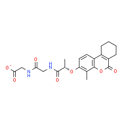 ChemSpider 2D Image | [(N-{(2S)-2-[(4-Methyl-6-oxo-7,8,9,10-tetrahydro-6H-benzo[c]chromen-3-yl)oxy]propanoyl}glycyl)amino]acetate | C21H23N2O7
