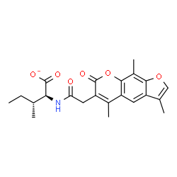 ChemSpider 2D Image | (2S,3R)-3-Methyl-2-{[(3,5,9-trimethyl-7-oxo-7H-furo[3,2-g]chromen-6-yl)acetyl]amino}pentanoate | C22H24NO6