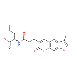 ChemSpider 2D Image | (2S)-2-{[3-(2,3,5-Trimethyl-7-oxo-7H-furo[3,2-g]chromen-6-yl)propanoyl]amino}pentanoate | C22H24NO6