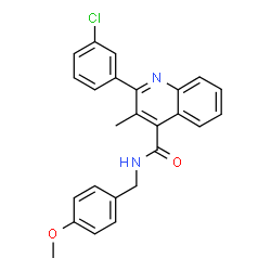 ChemSpider 2D Image | 2-(3-Chlorophenyl)-N-(4-methoxybenzyl)-3-methyl-4-quinolinecarboxamide | C25H21ClN2O2