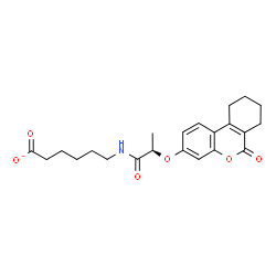ChemSpider 2D Image | 6-({(2R)-2-[(6-Oxo-7,8,9,10-tetrahydro-6H-benzo[c]chromen-3-yl)oxy]propanoyl}amino)hexanoate | C22H26NO6
